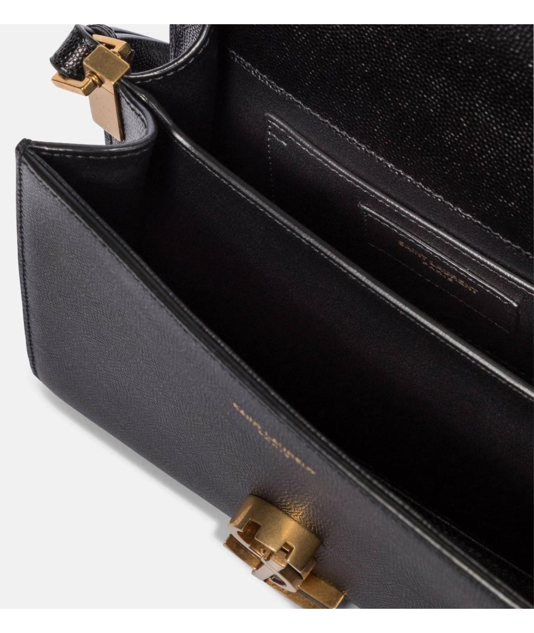 SAINT LAURENT Черная кожаная сумка с короткими ручками, фото 3