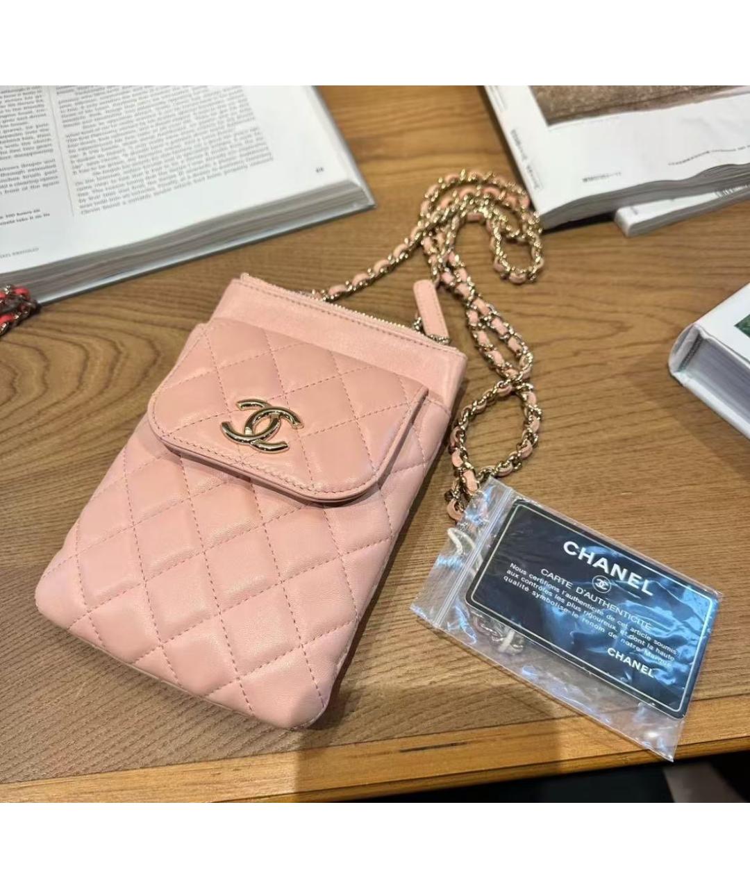 CHANEL Розовая кожаная сумка через плечо, фото 4