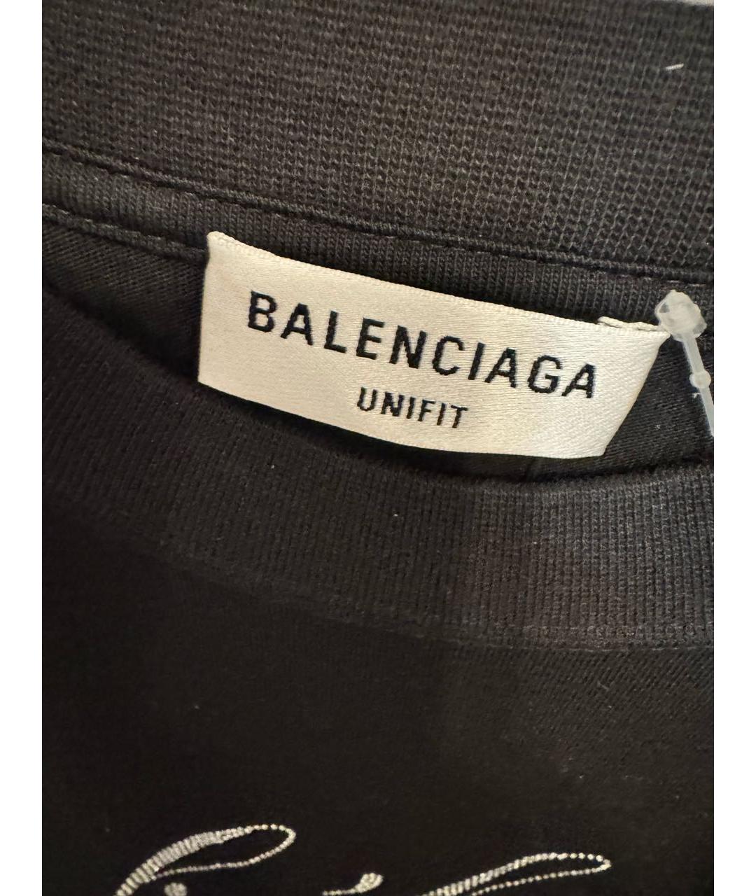 BALENCIAGA Черная хлопко-эластановая футболка, фото 3