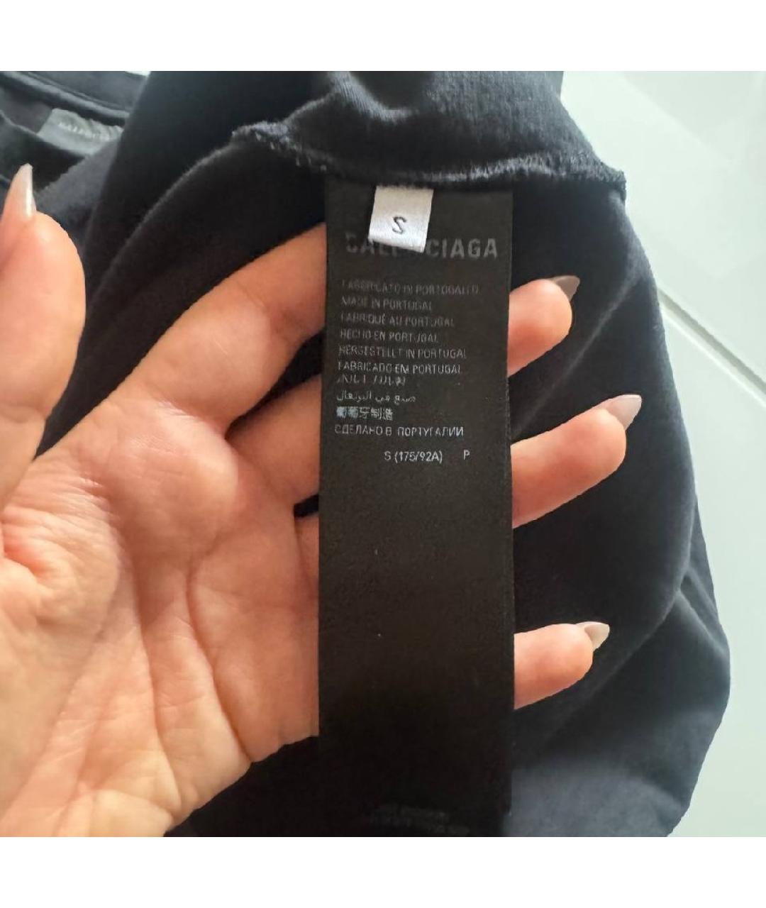BALENCIAGA Черная хлопковая футболка, фото 5