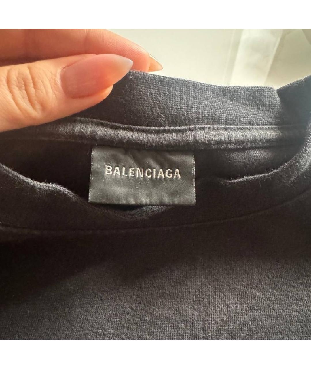 BALENCIAGA Черная хлопковая футболка, фото 6