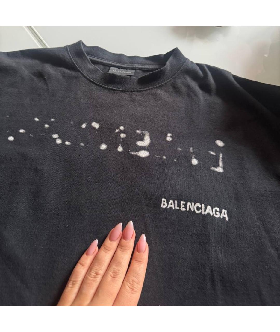 BALENCIAGA Черная хлопковая футболка, фото 3