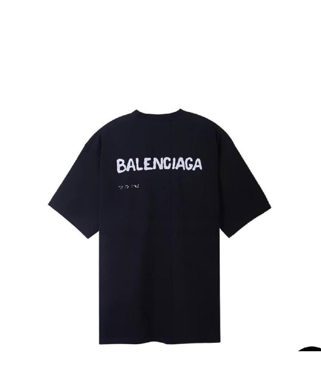 BALENCIAGA Черная хлопковая футболка, фото 8