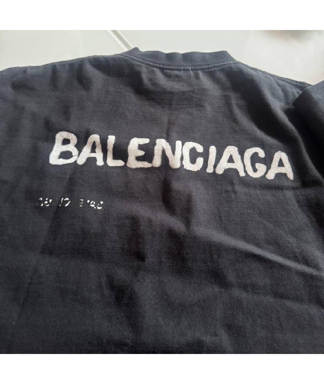 BALENCIAGA Черная хлопковая футболка, фото 7