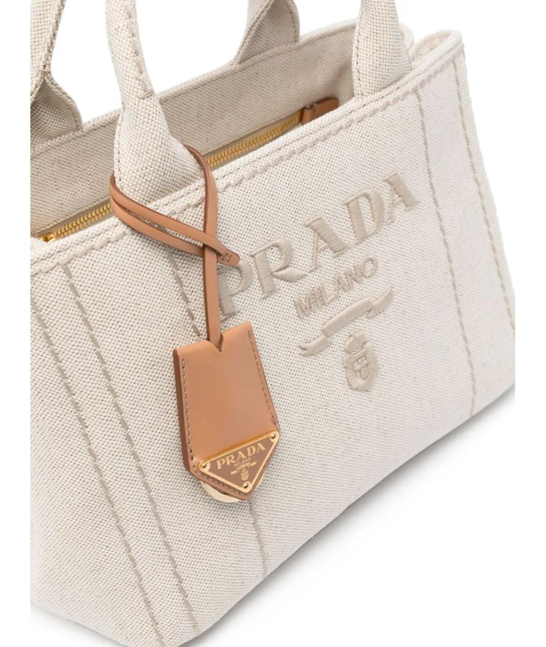 PRADA Бежевая хлопковая сумка тоут, фото 4