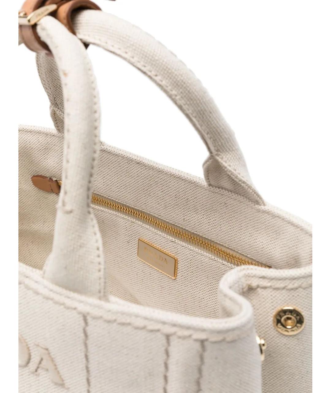 PRADA Бежевая хлопковая сумка тоут, фото 5