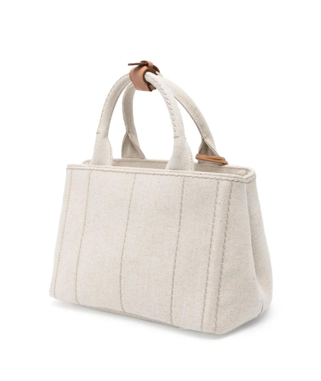 PRADA Бежевая хлопковая сумка тоут, фото 3