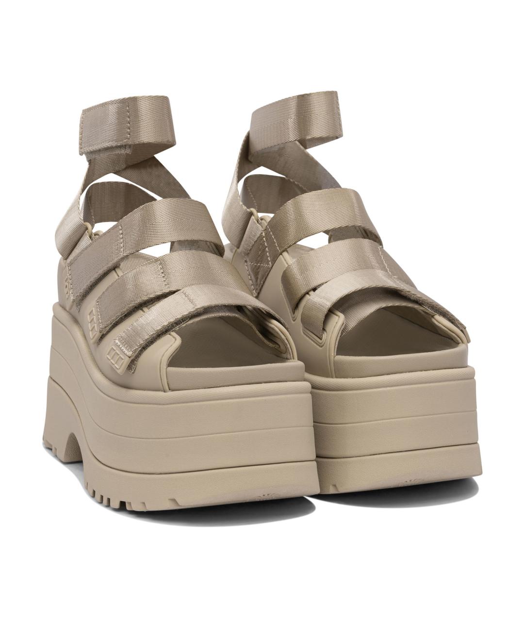 UGG AUSTRALIA Бежевые текстильные сандалии, фото 2
