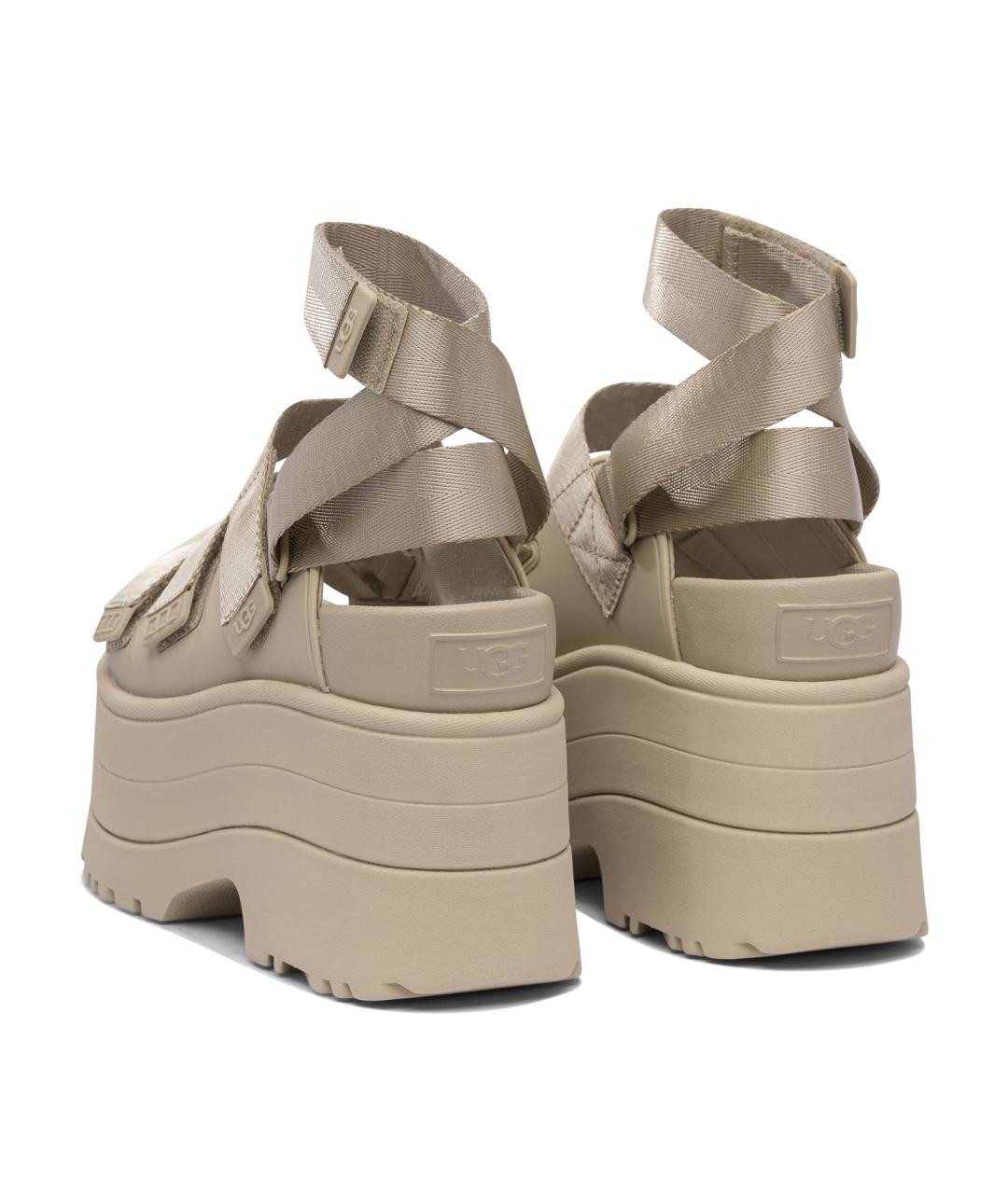 UGG AUSTRALIA Бежевые текстильные сандалии, фото 4