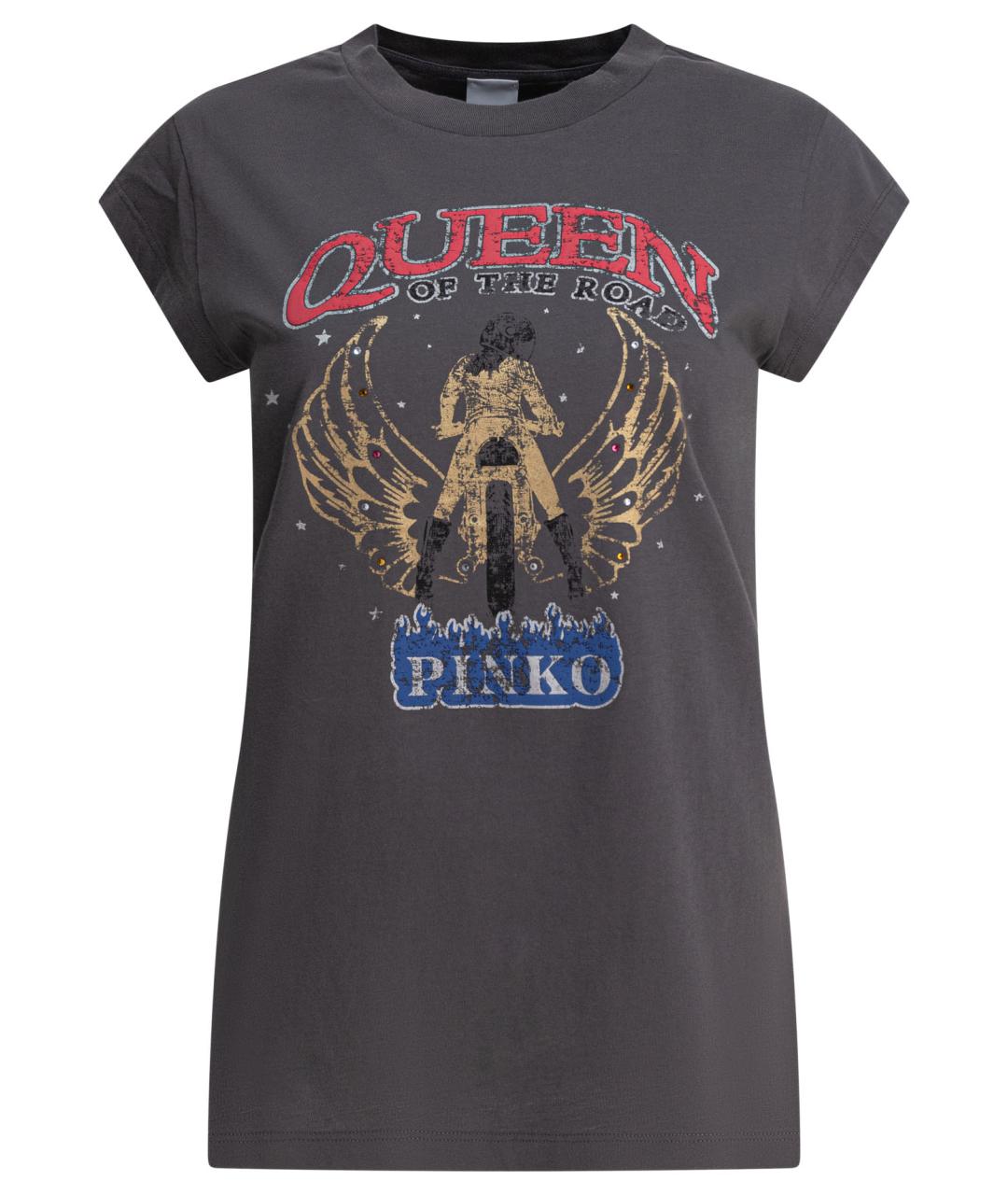 PINKO Серая хлопковая футболка, фото 1