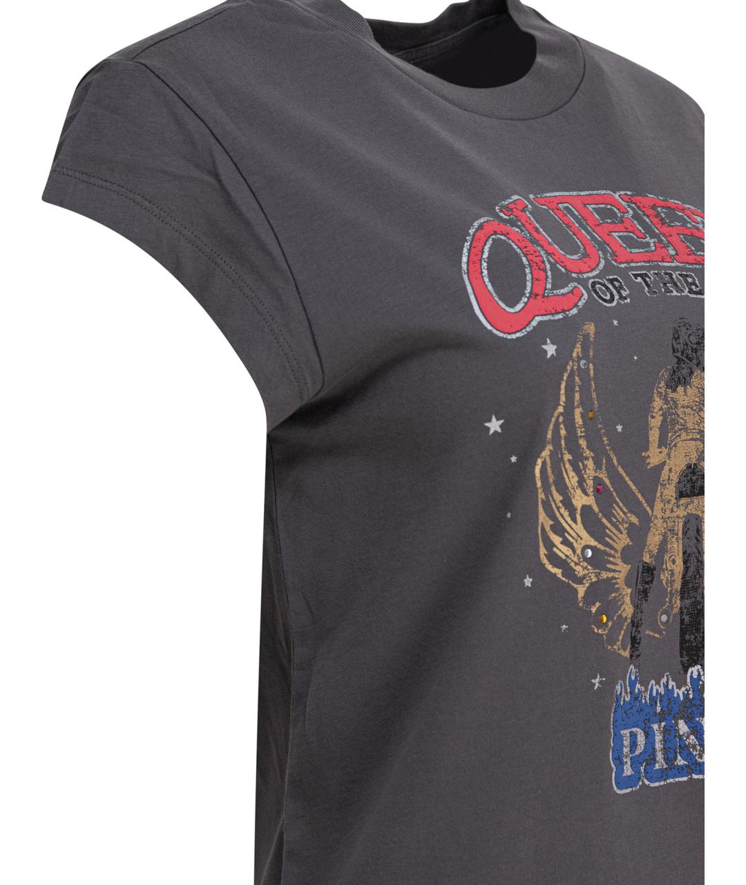 PINKO Серая хлопковая футболка, фото 4