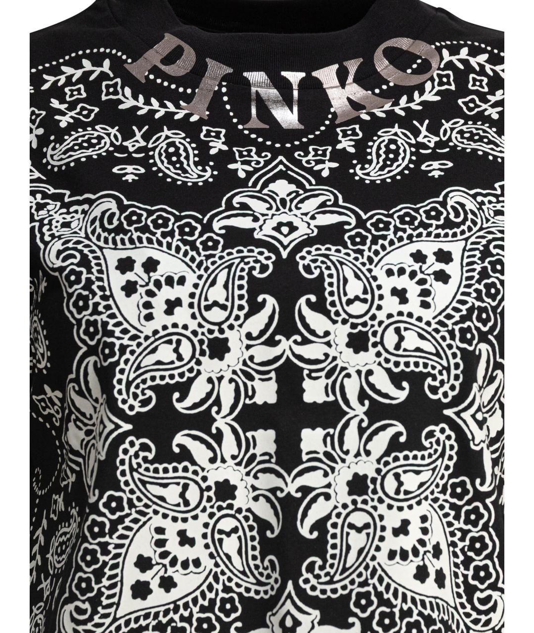 PINKO Черная хлопковая футболка, фото 3