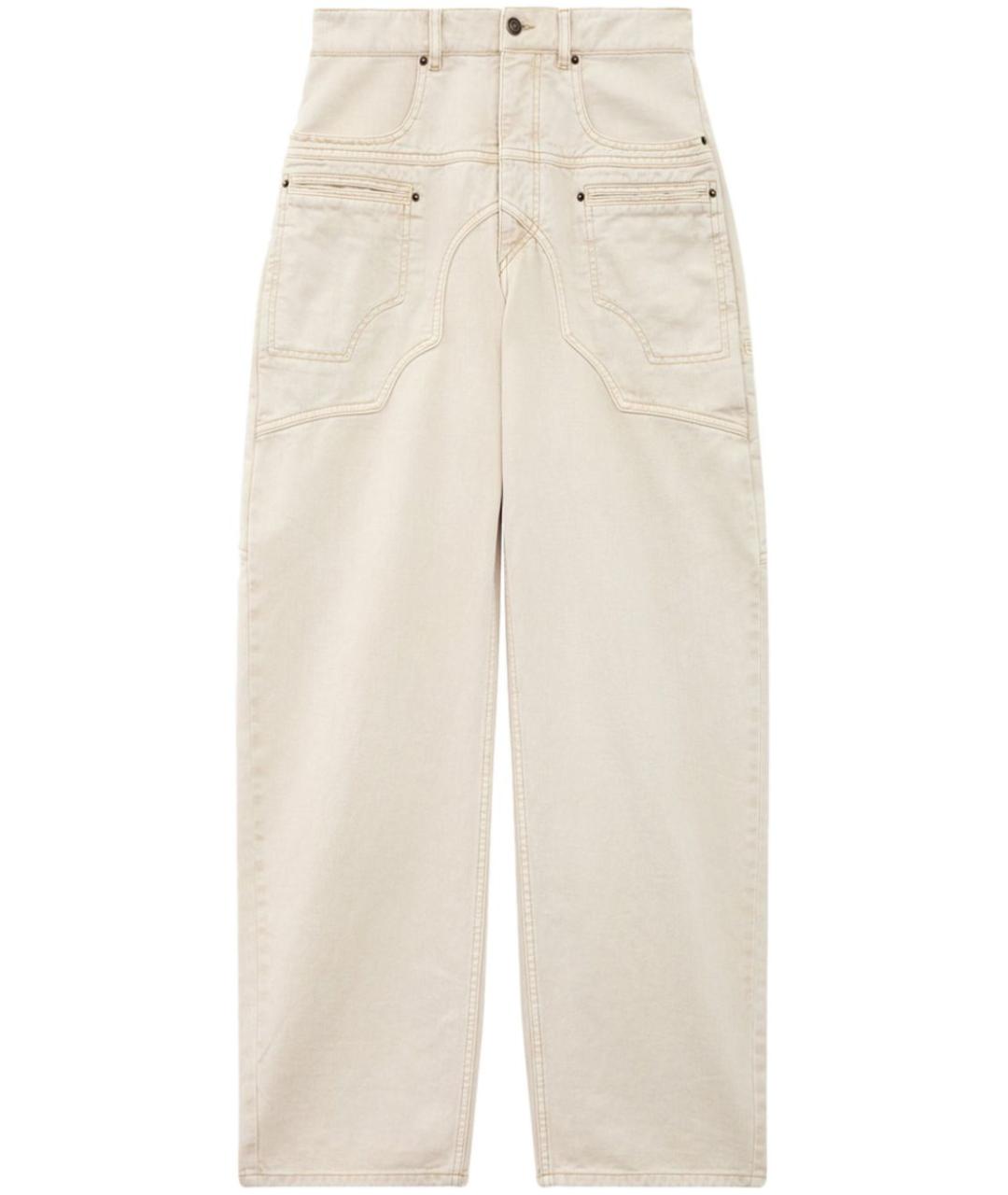 ISABEL MARANT Бежевые хлопковые прямые брюки, фото 1