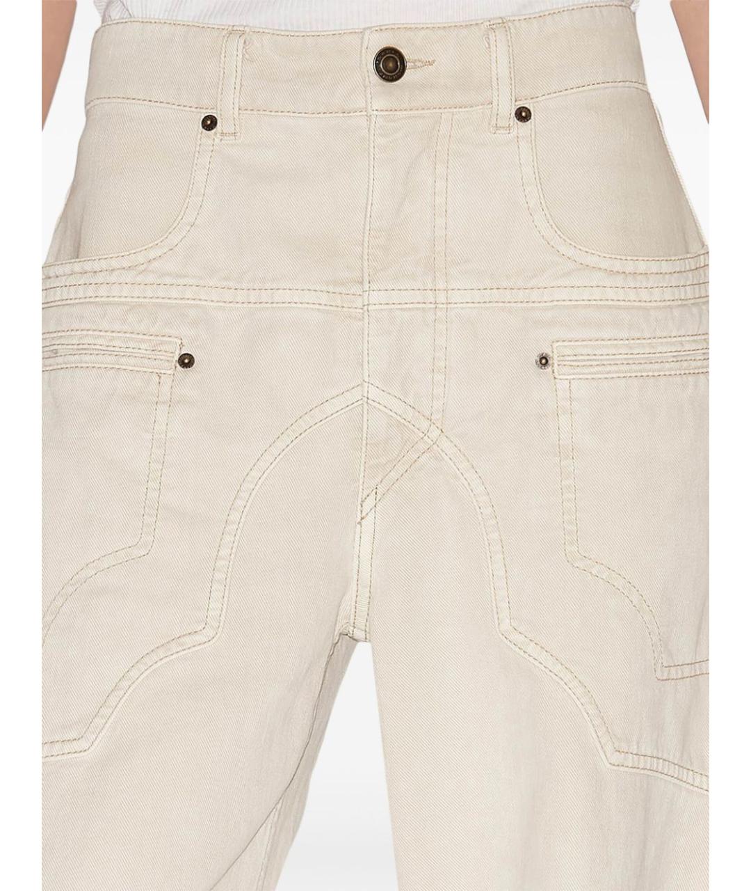 ISABEL MARANT Бежевые хлопковые прямые брюки, фото 2