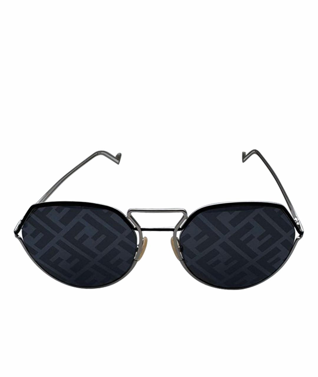 FENDI Антрацитовые металлические солнцезащитные очки, фото 1