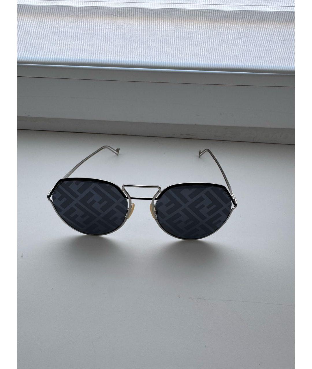 FENDI Антрацитовые металлические солнцезащитные очки, фото 5