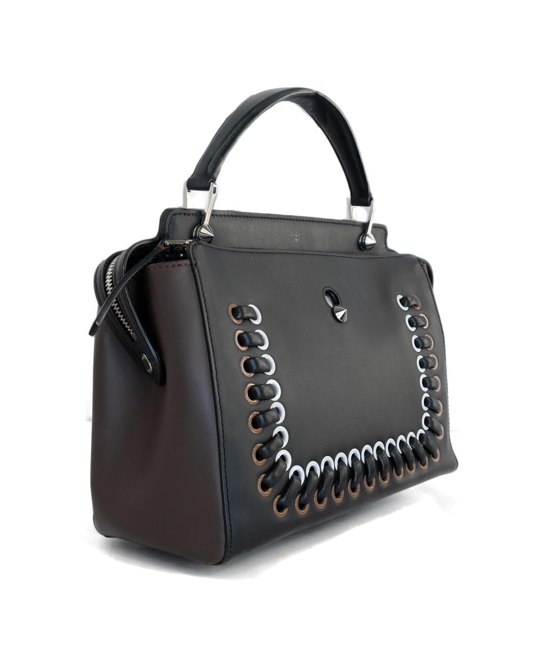 FENDI Черная кожаная сумка тоут, фото 2