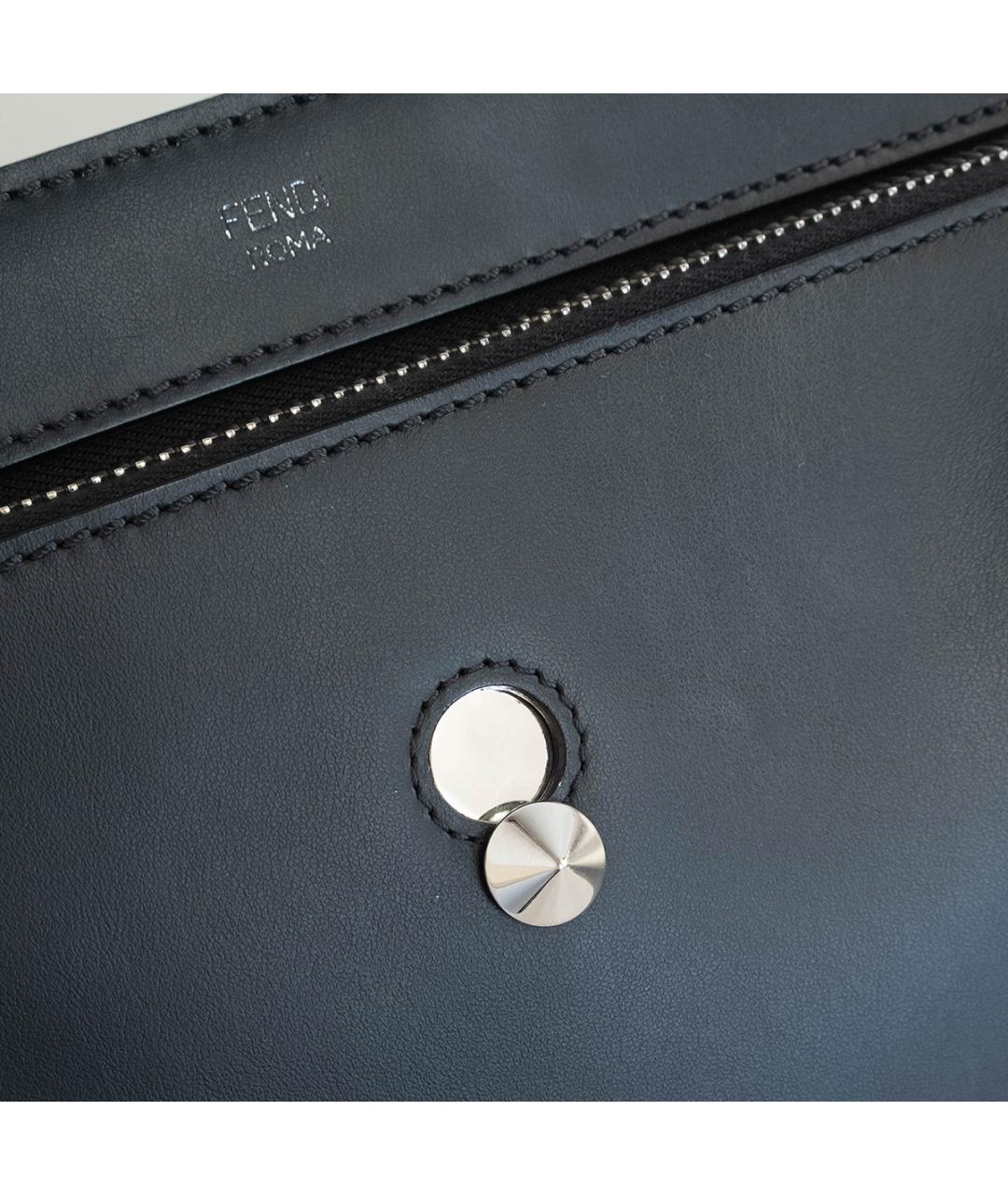 FENDI Черная кожаная сумка тоут, фото 4