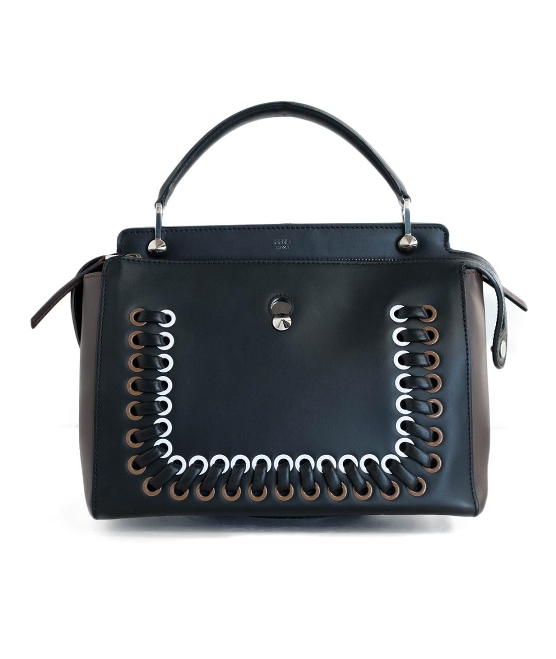 FENDI Черная кожаная сумка тоут, фото 7