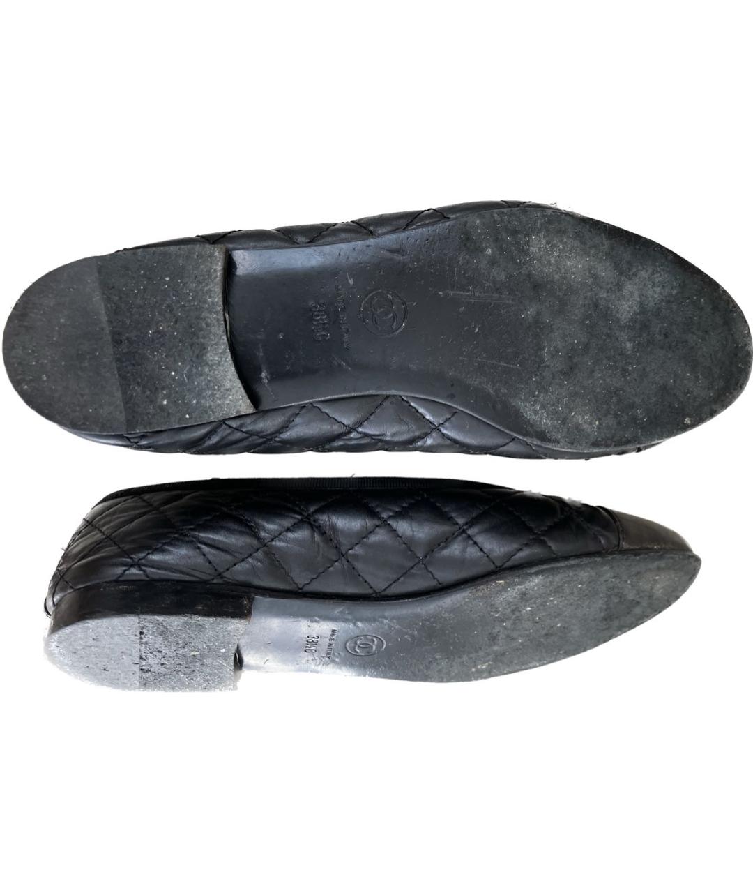 CHANEL Черные кожаные балетки, фото 5