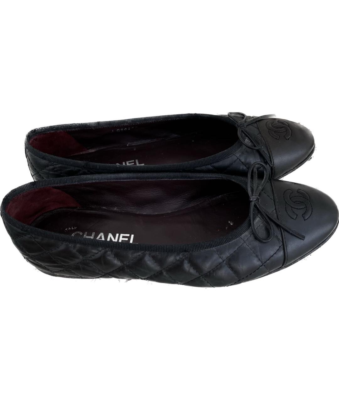 CHANEL Черные кожаные балетки, фото 6