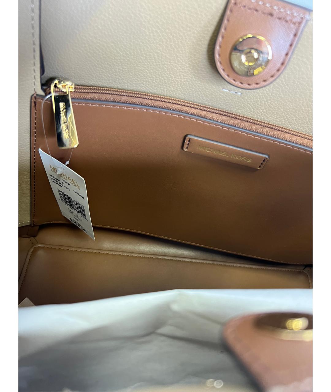 MICHAEL KORS Коричневая кожаная сумка тоут, фото 4