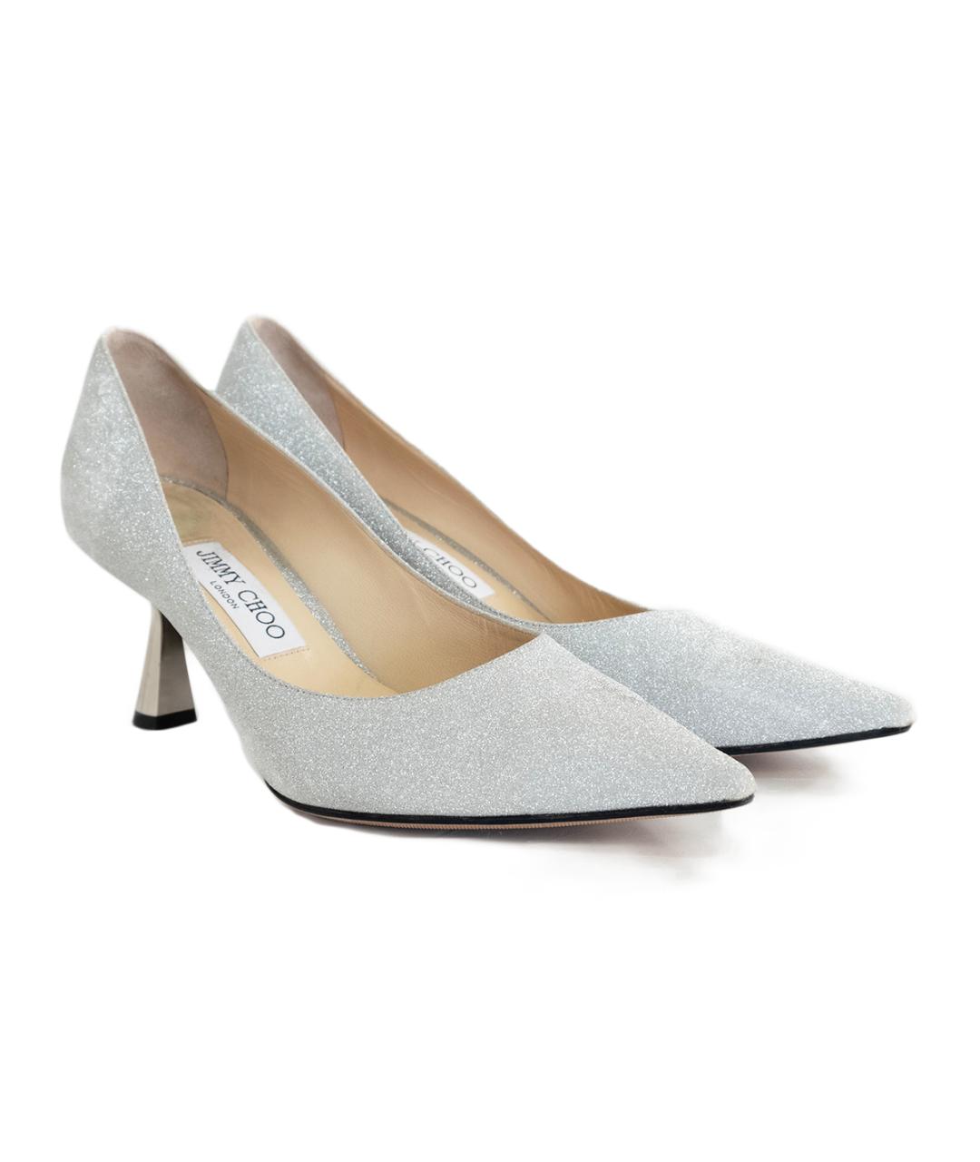 JIMMY CHOO Серебряные кожаные туфли, фото 2