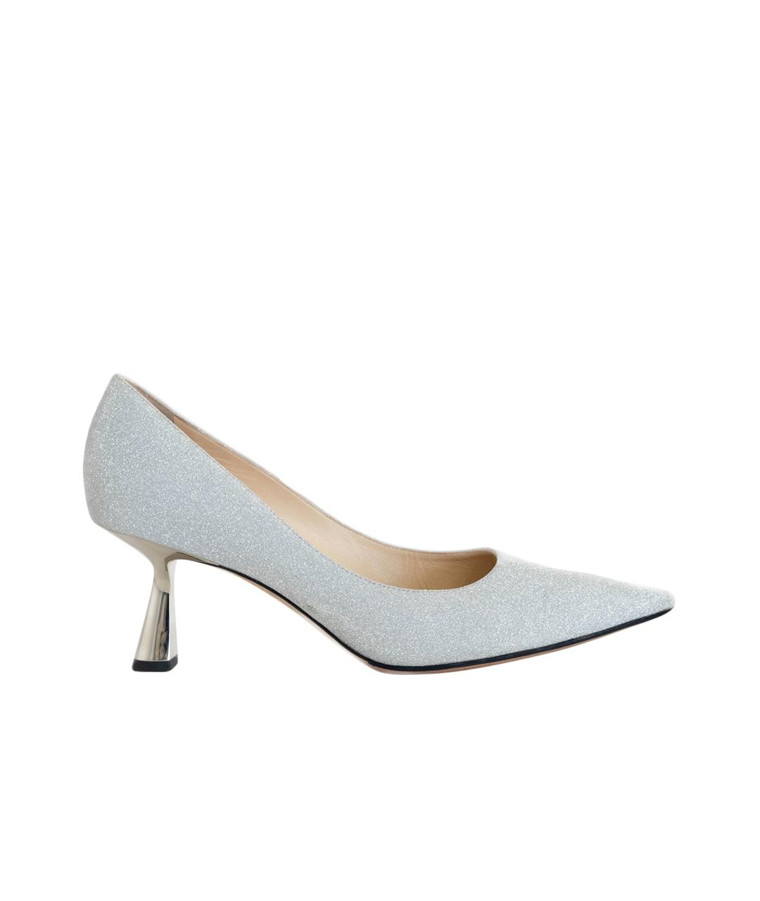 JIMMY CHOO Серебряные кожаные туфли, фото 1