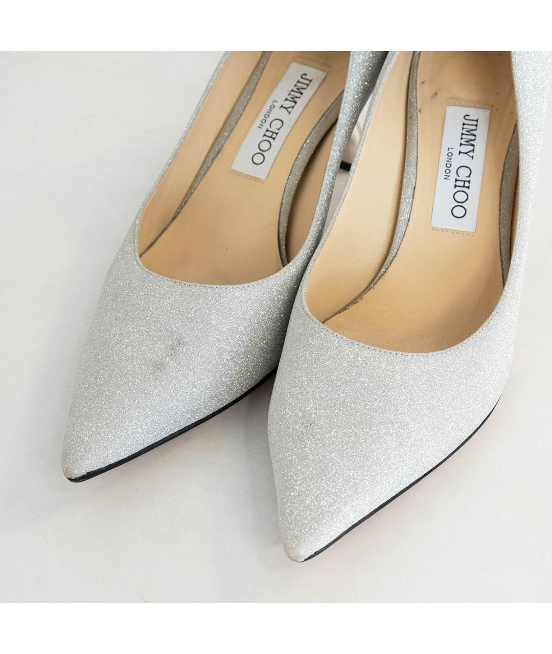 JIMMY CHOO Серебряные кожаные туфли, фото 3
