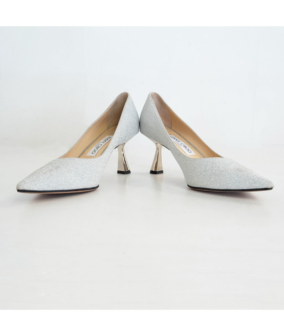 JIMMY CHOO Серебряные кожаные туфли, фото 4