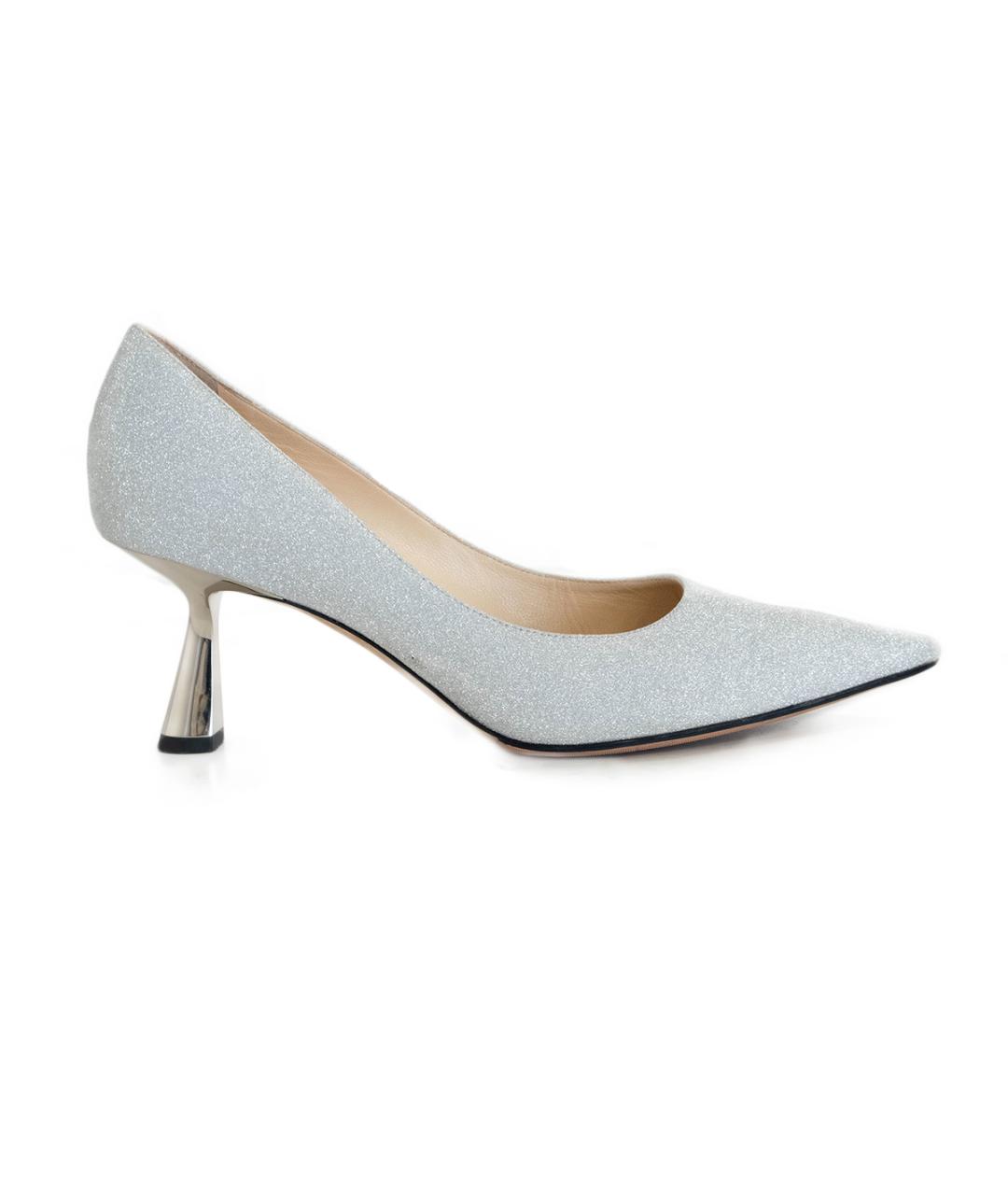 JIMMY CHOO Серебряные кожаные туфли, фото 6