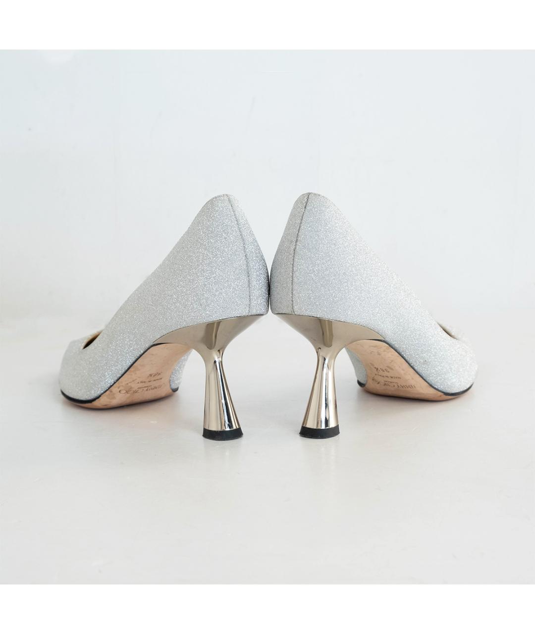 JIMMY CHOO Серебряные кожаные туфли, фото 5