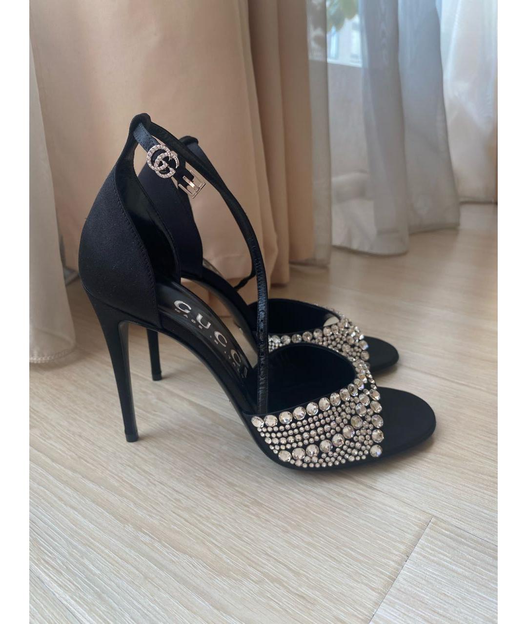 GUCCI Черные текстильные босоножки, фото 2