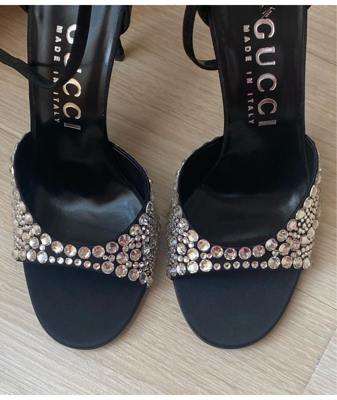 GUCCI Черные текстильные босоножки, фото 6