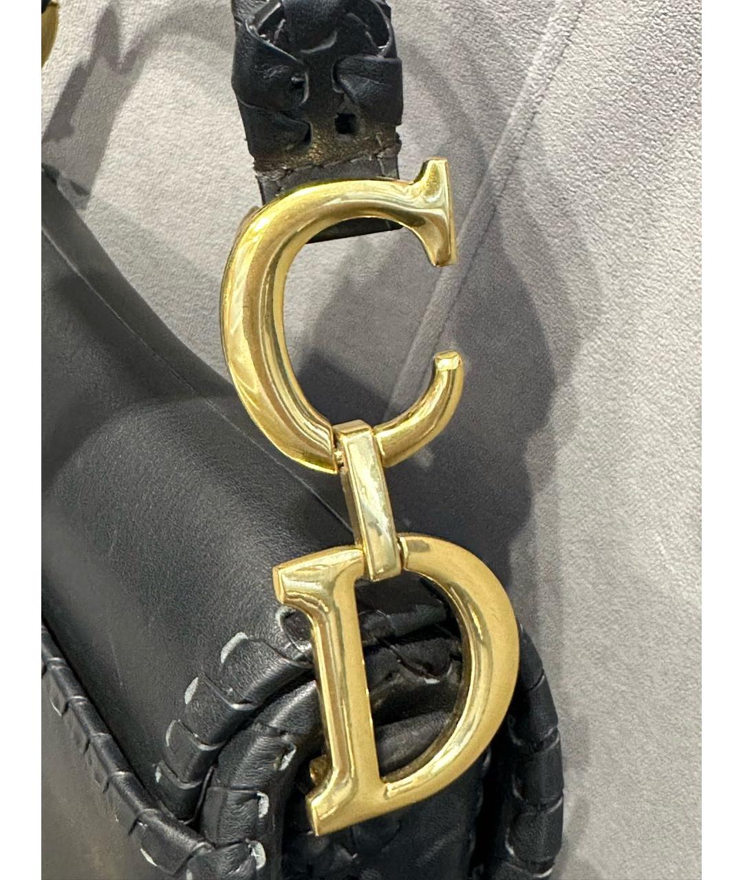 CHRISTIAN DIOR Черная кожаная сумка через плечо, фото 5
