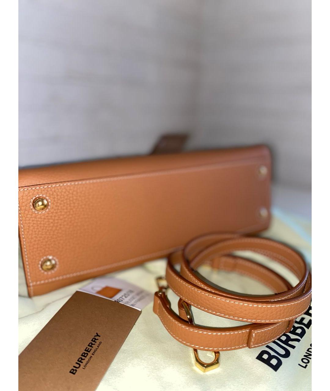 BURBERRY Коричневая кожаная сумка с короткими ручками, фото 8