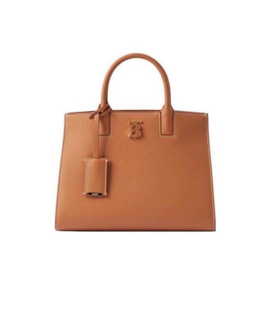BURBERRY Коричневая кожаная сумка с короткими ручками, фото 9