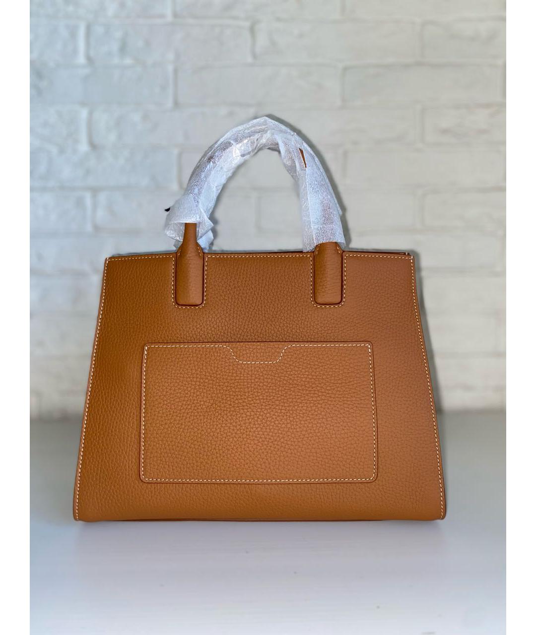 BURBERRY Коричневая кожаная сумка с короткими ручками, фото 3