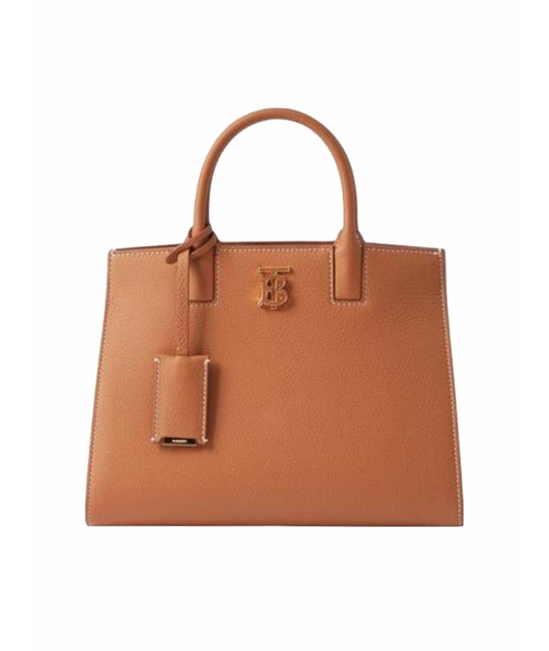 BURBERRY Коричневая кожаная сумка с короткими ручками, фото 1