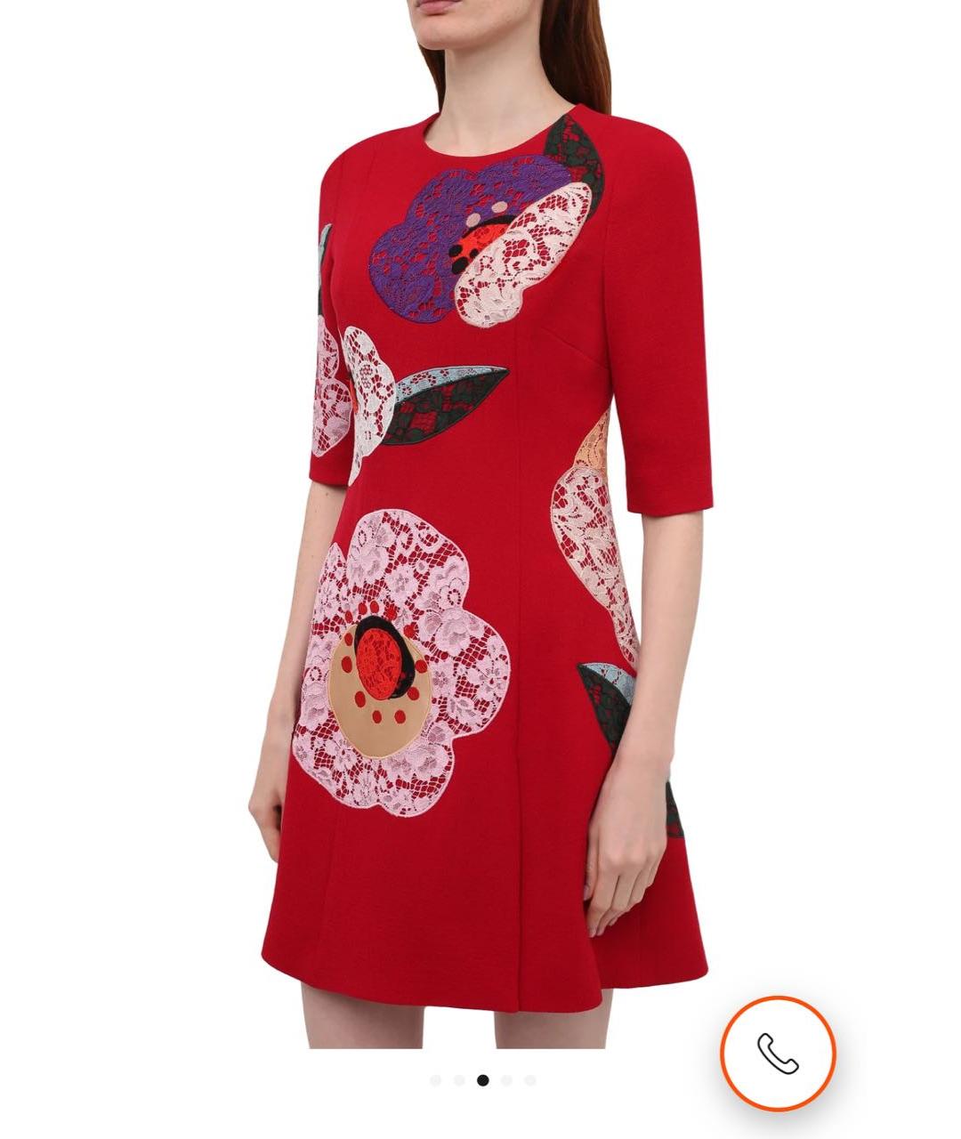 DOLCE&GABBANA Красное шерстяное коктейльное платье, фото 3