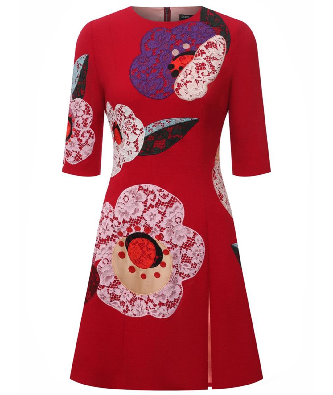DOLCE&GABBANA Красное шерстяное коктейльное платье, фото 1