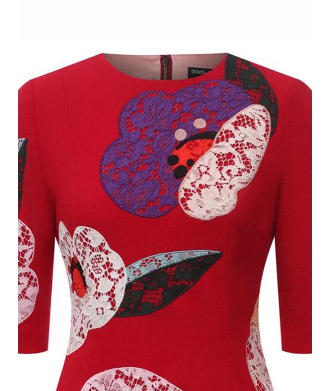 DOLCE&GABBANA Красное шерстяное коктейльное платье, фото 7
