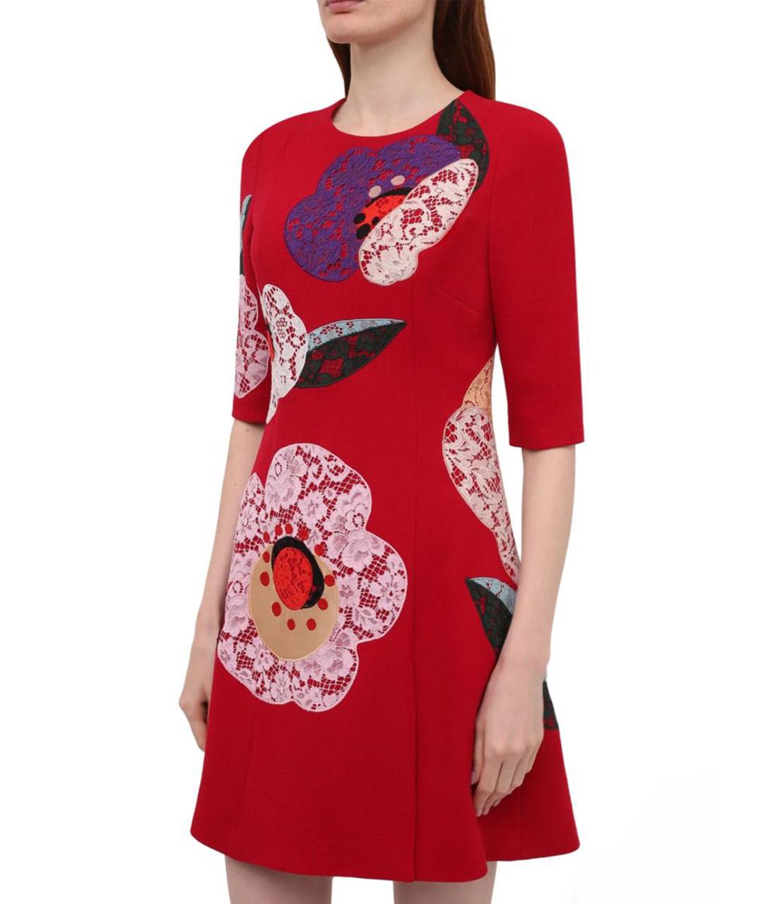 DOLCE&GABBANA Красное шерстяное коктейльное платье, фото 8