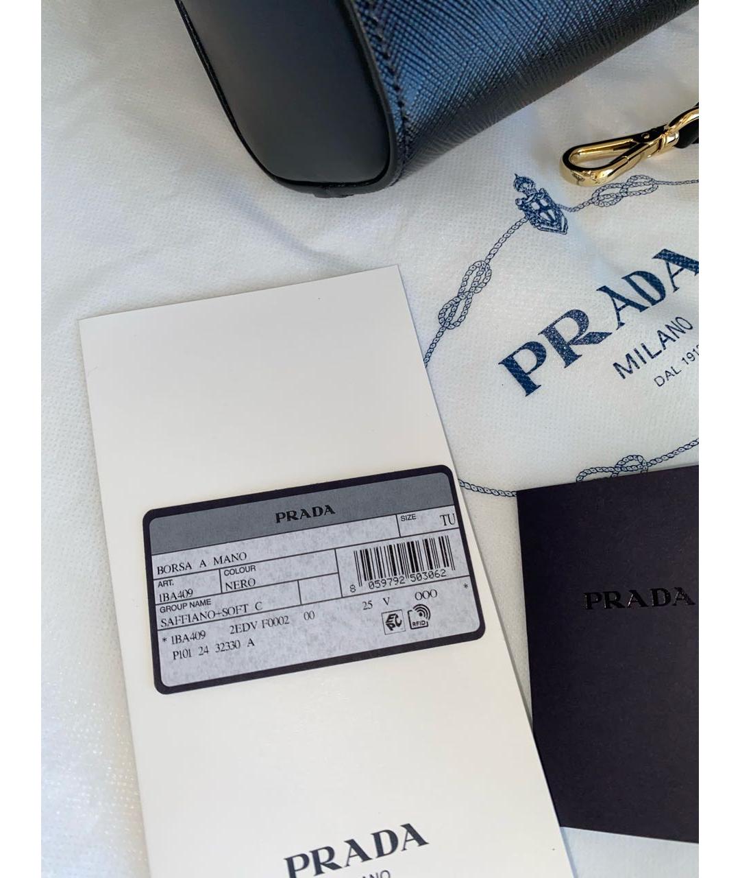 PRADA Черная кожаная сумка с короткими ручками, фото 7