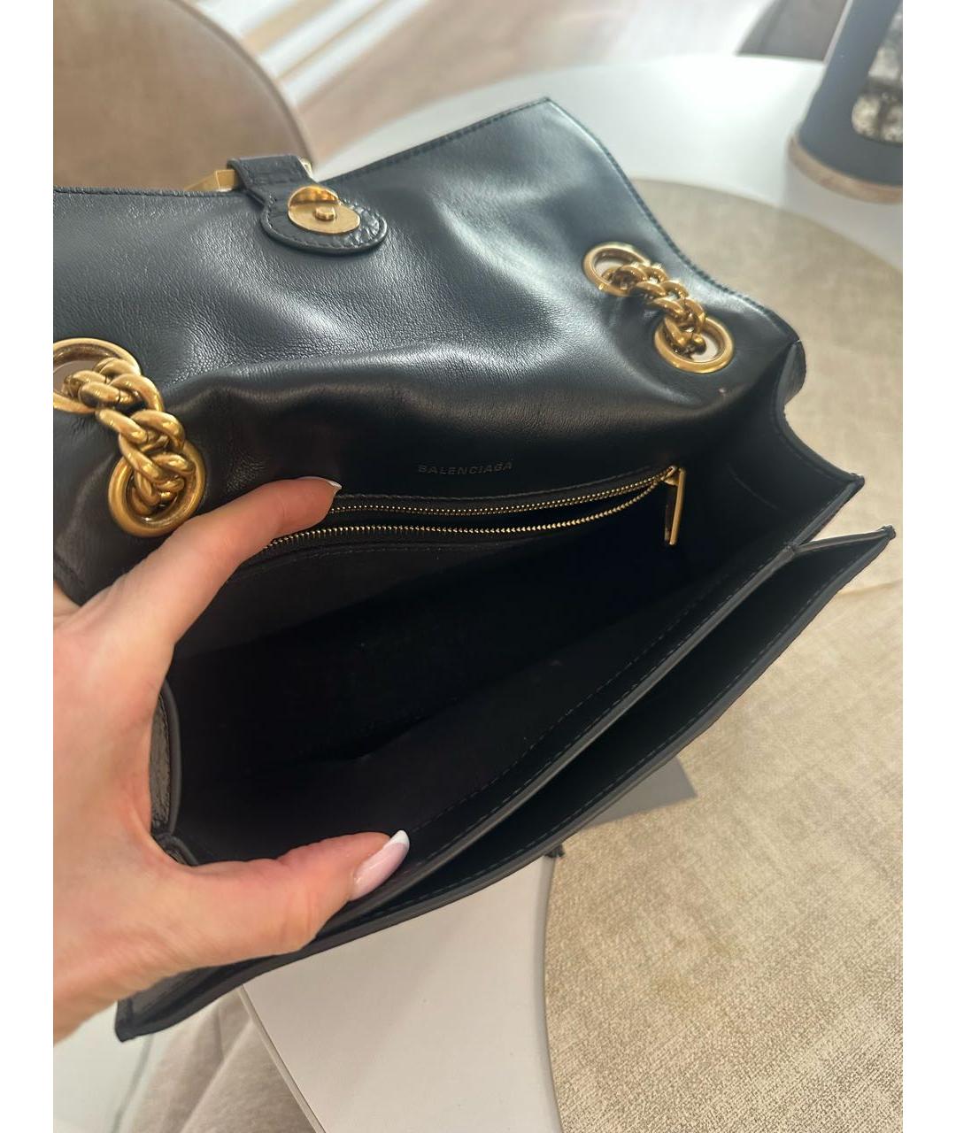 BALENCIAGA Черная кожаная сумка через плечо, фото 4