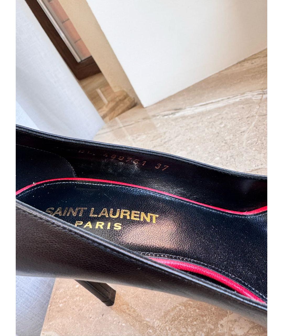 SAINT LAURENT Черные кожаные туфли, фото 4