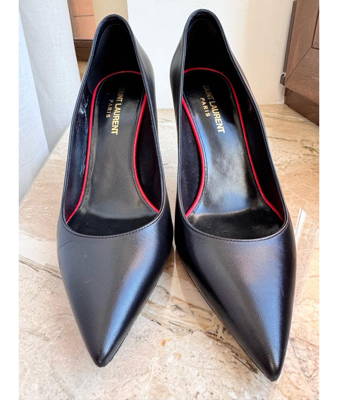 SAINT LAURENT Черные кожаные туфли, фото 2
