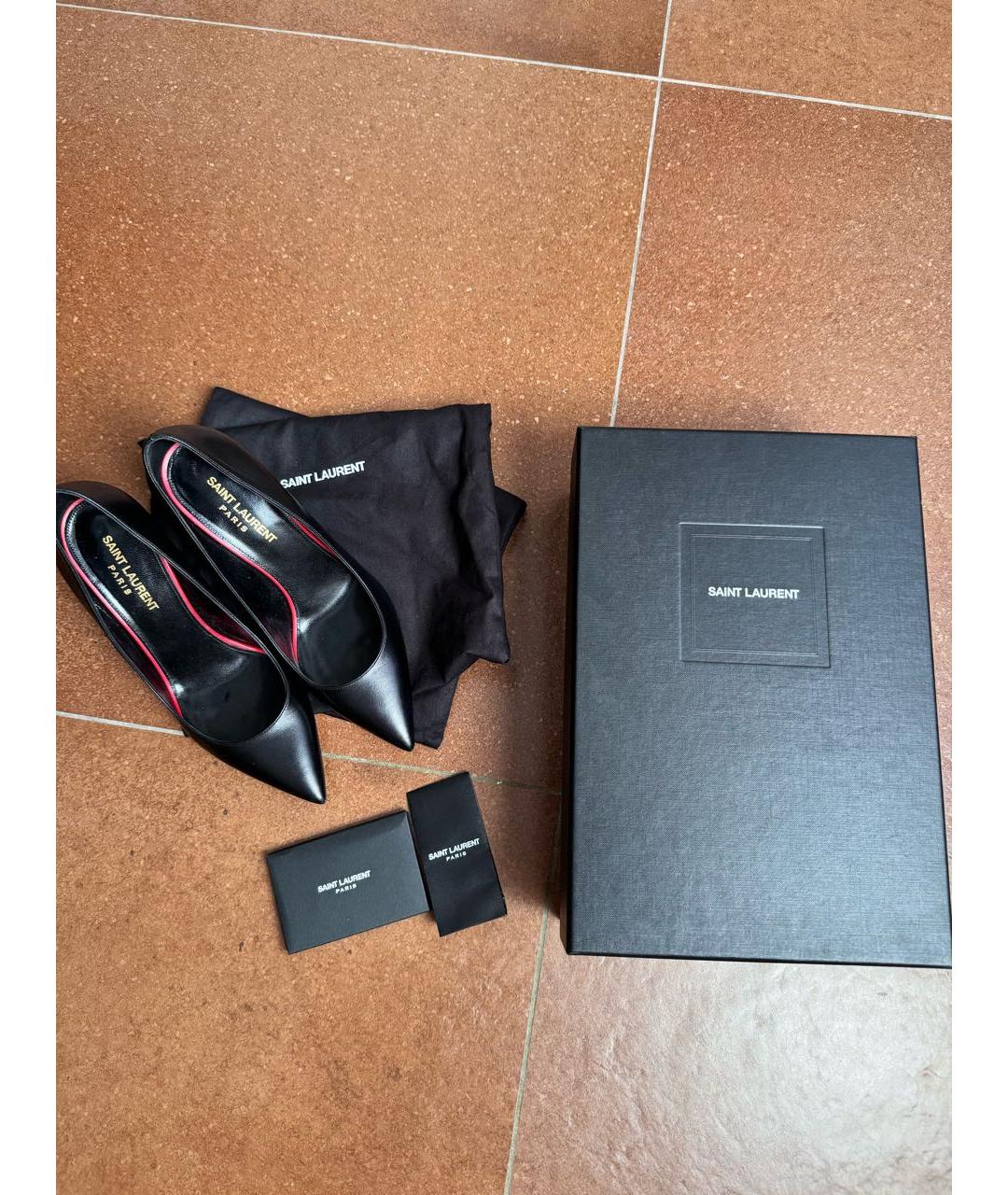 SAINT LAURENT Черные кожаные туфли, фото 5