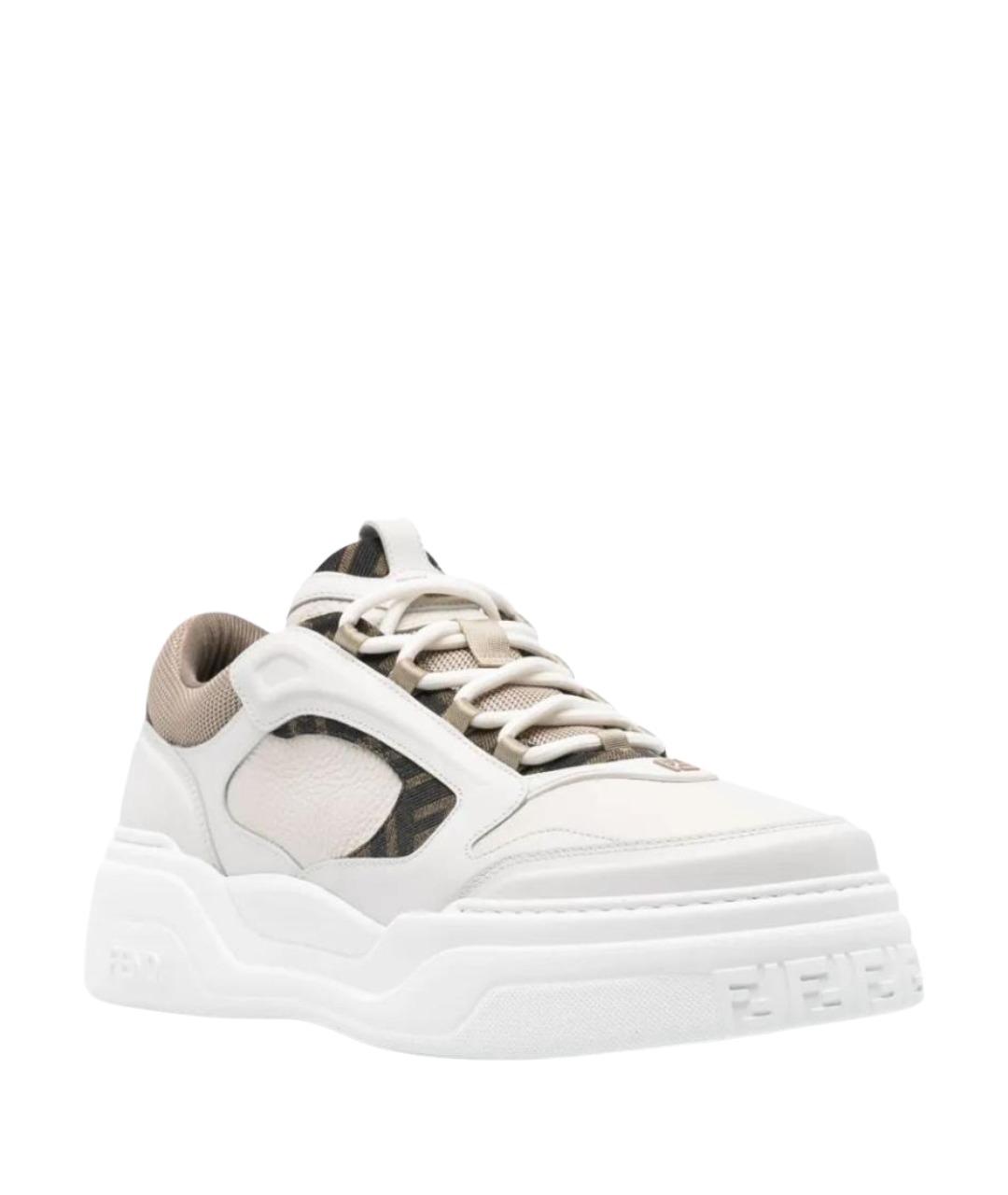 FENDI Белые кожаные низкие кроссовки / кеды, фото 2