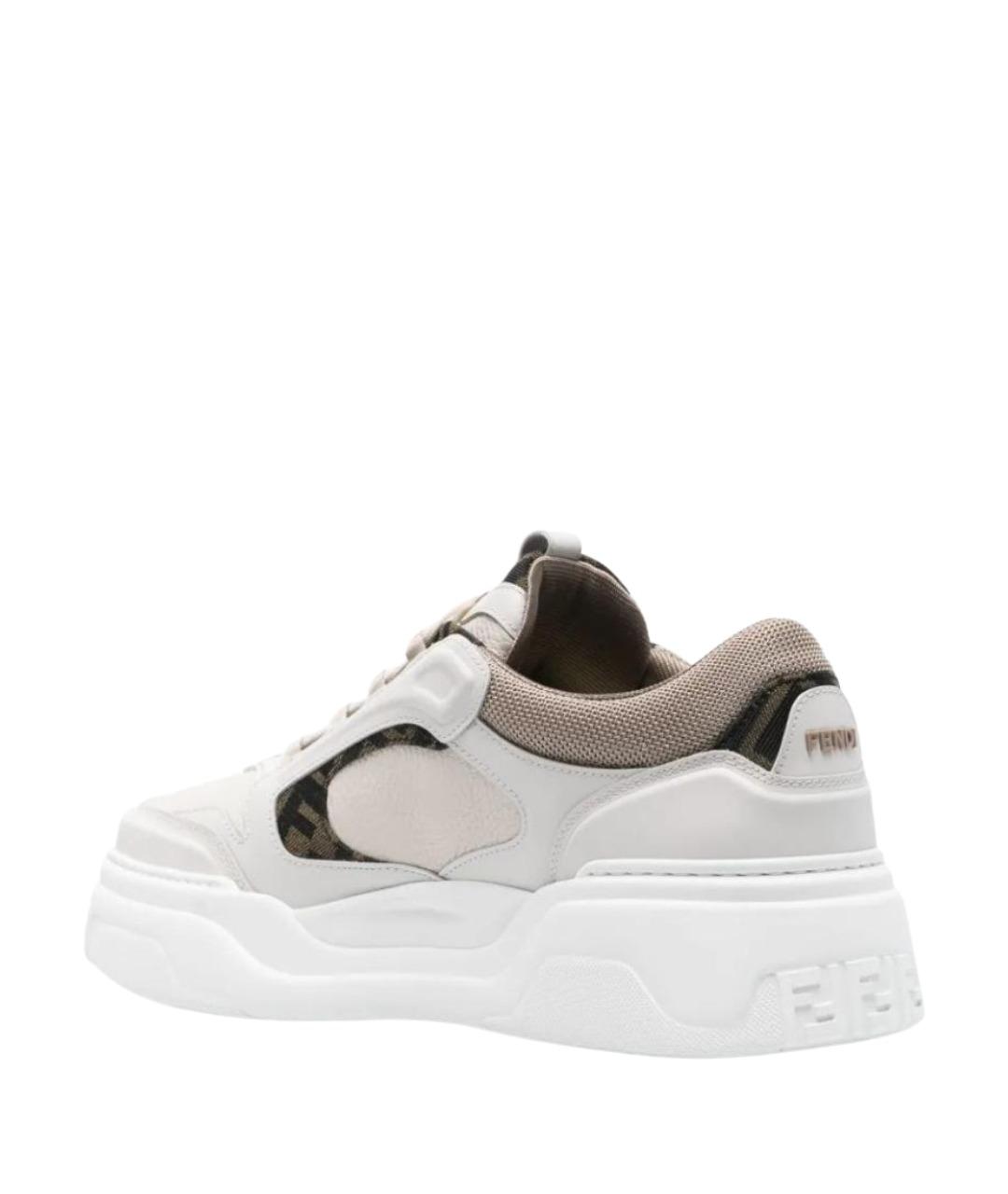 FENDI Белые кожаные низкие кроссовки / кеды, фото 3